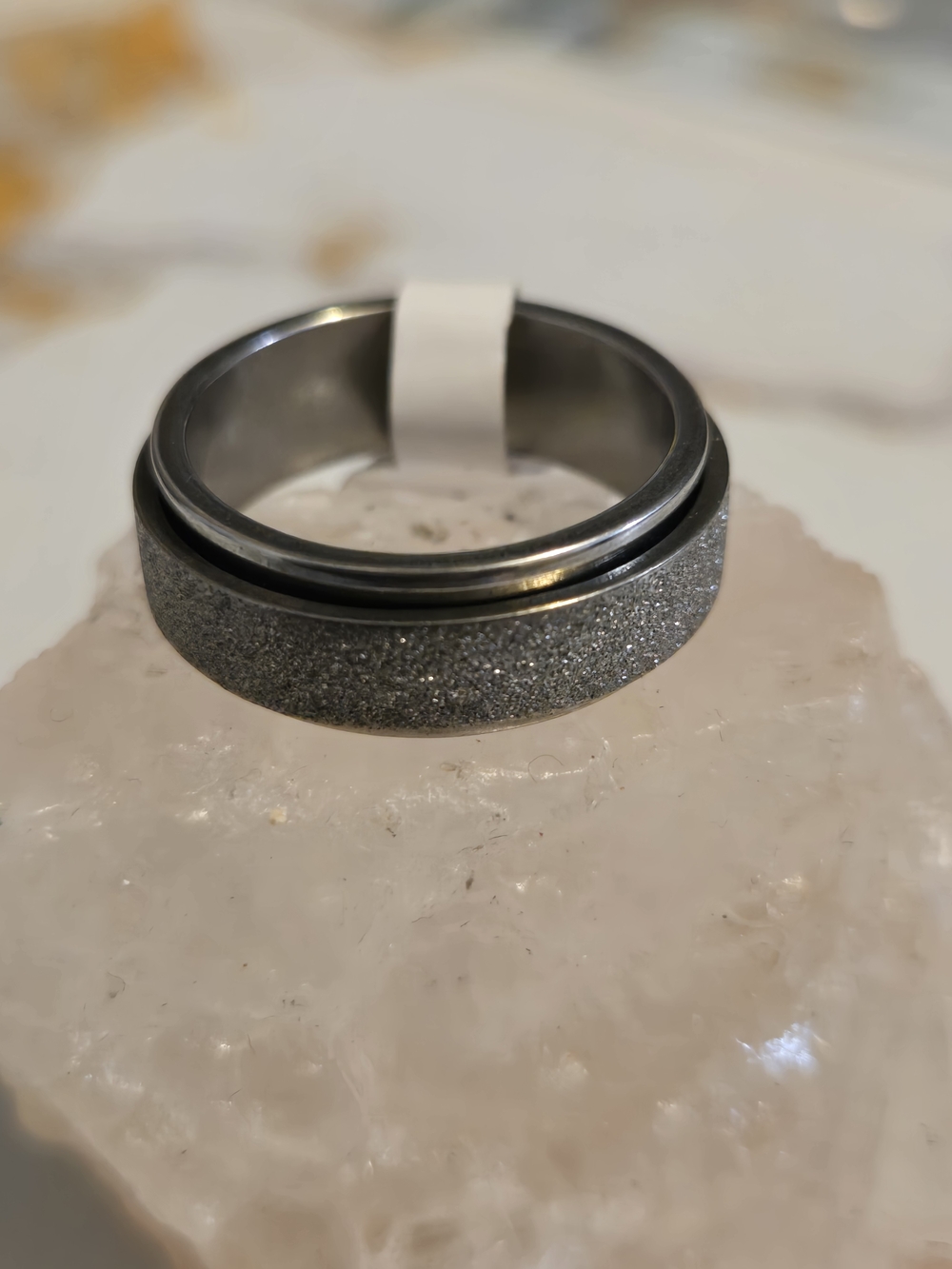 Gunmetal Glitter Dome Ring